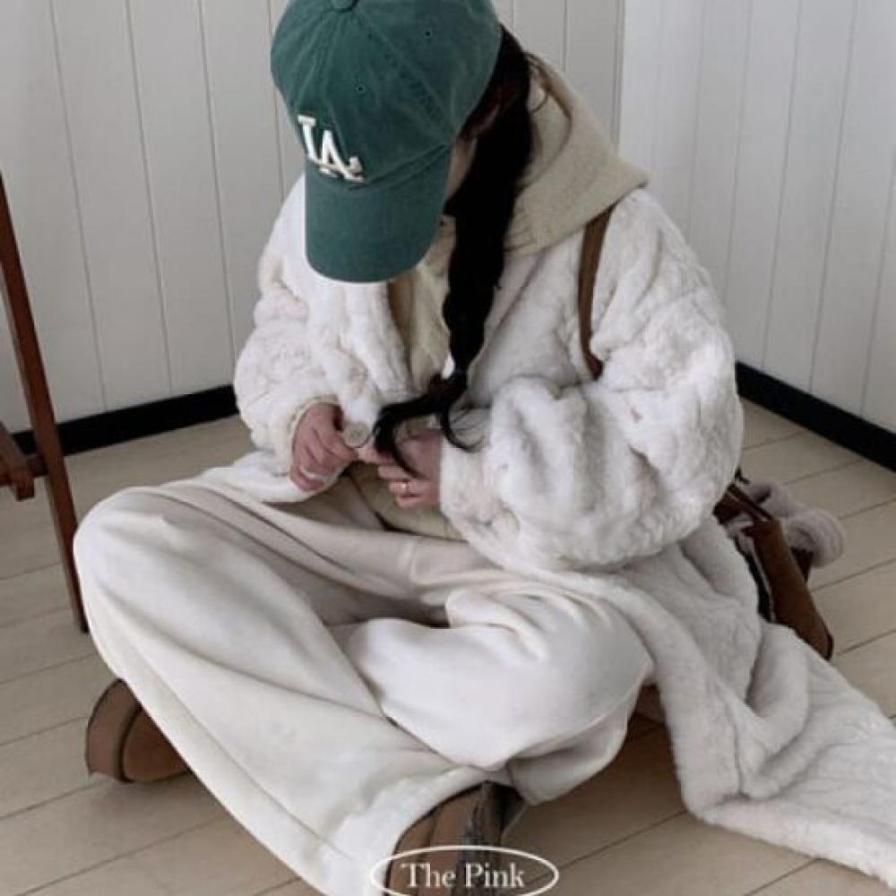 The Pink Oversized Mink Fur Maxi Long Cardigan