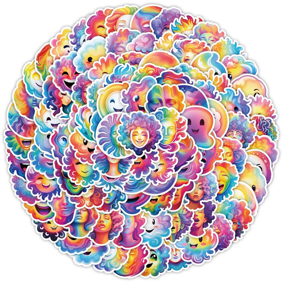 

100 Pieces of Cute and Colorful Emoji Doodle Stickers for Water Cups, Waterproof Decorative Stickers for Mobile Phones, Creative Cartoon Stickers