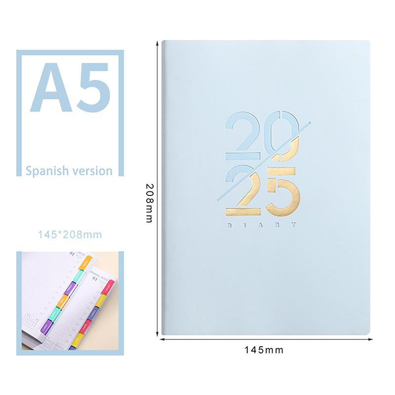 Jan 2025 To Dec 2025 Planner Notebook A5 Agenda Spanish Inner 80Gsm Monthly/Weekly/Daily School Supplies Stationery