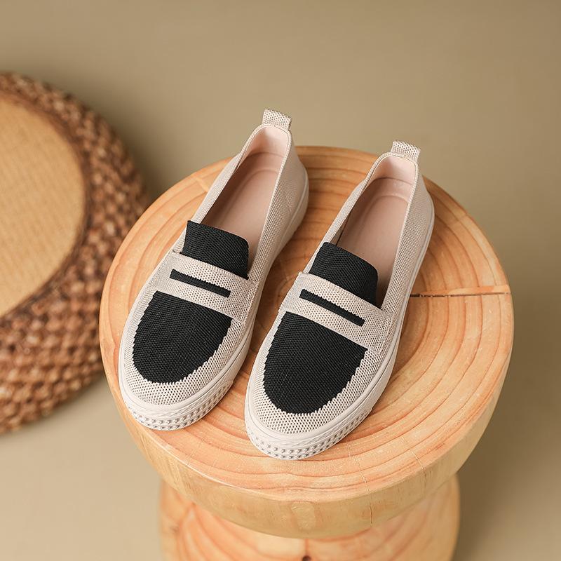 Deep mouth fisherman shoes single shoes woven shoes flying woven flat bottom round head one pedal women