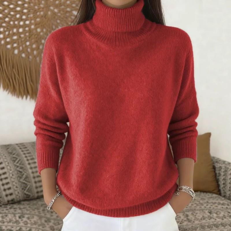 Womens Solid Color High Neck Knit Sweater Fall Winter 2026 Casual Elegant Pullover Lightweight Warm