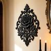 Dekoracja ścienna z reliefem kwiatowym drukowana 3D, Gotycka Róża, Czarna Matowa Wisząca Wnęka Rzeźba Dekoracja Domu, Styl Barokowy Romantyczny Ornament Artystyczny do Sypialni