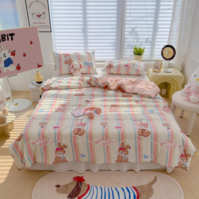 Cartoon Summer Thin Quilt, Wypełniacz z włókna sojowego, Lekki wygodny koc do domu, sypialnia, Pościel, Możliwość prania w pralce