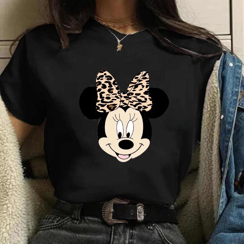 Disney T-shirt Gothic Fashion Mickey T-shirt Minnie Mouse Print Casual T-shirt Women's Kawaii T-shirt Kawaii Loose Clothing