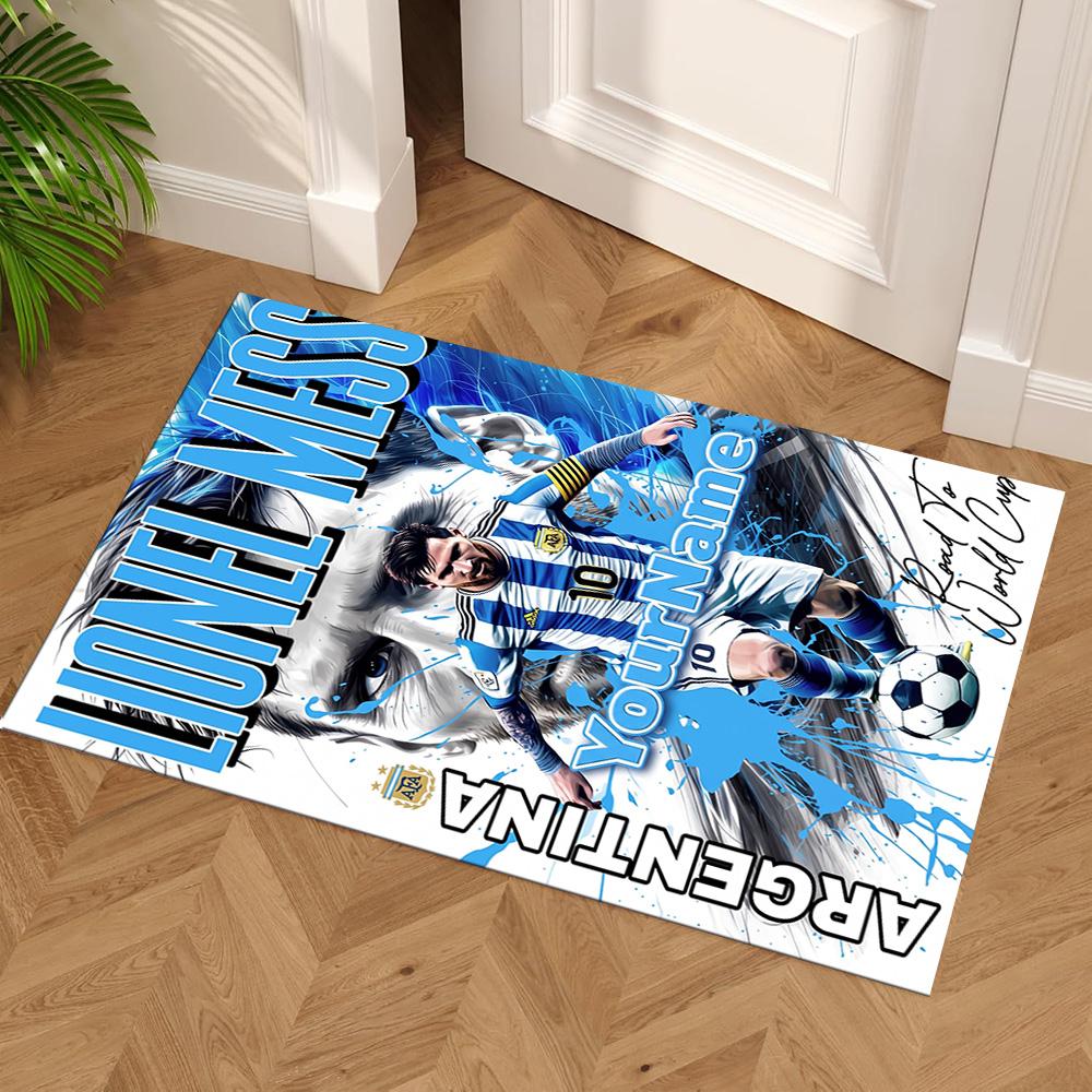 Messi Customizable Name Floor Mat Design for Hallway Bedrooms Outdoor Playrooms Antislip Carpet Office home decor Wedding Party Gift