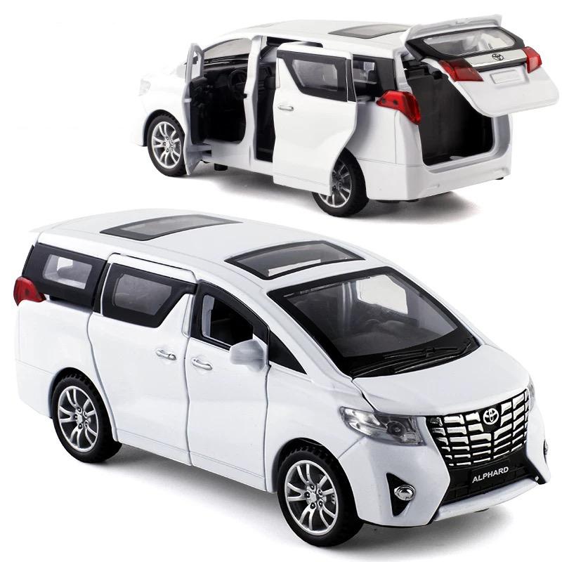 1:Model auta ze slitiny Toyota Alphard v měřítku 32, světelné a zvukové efekty tlakově lité autíčka pro chlapce Dárek k narozeninám Dětské hračky Kolekce aut