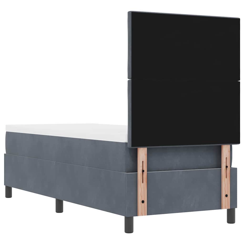 LED Boxspring Bed with Headboard Dark Grey 80 X 200 Cm Velvet