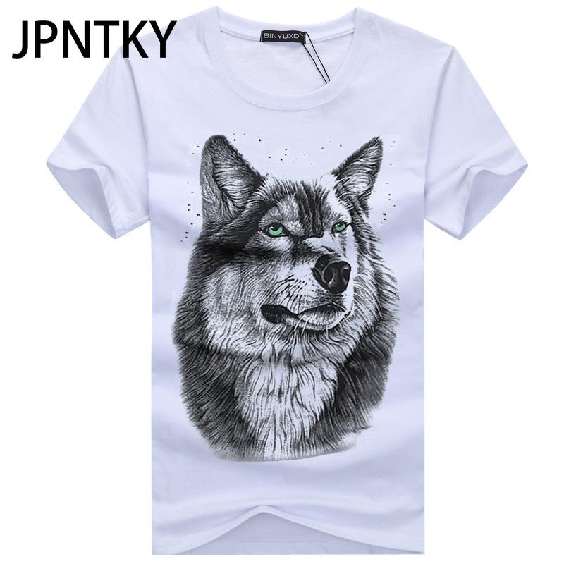 JPNTKY Хлопковая футболка с коротким рукавом мужская модная свободная рубашка с коротким рукавом напечатанная сострадательная рубашка S белый 1366₽