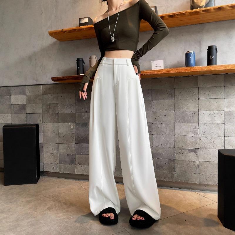 Ai Xuan, white suit wide-leg pants women's loose early autumn versatile black high-waisted casual straight-leg pants