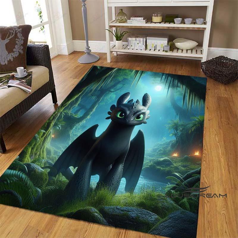 Various sizes of How to Train Your Dragon Toothless pattern rugs, cartoon style, suitable for bedrooms, living rooms, sofa