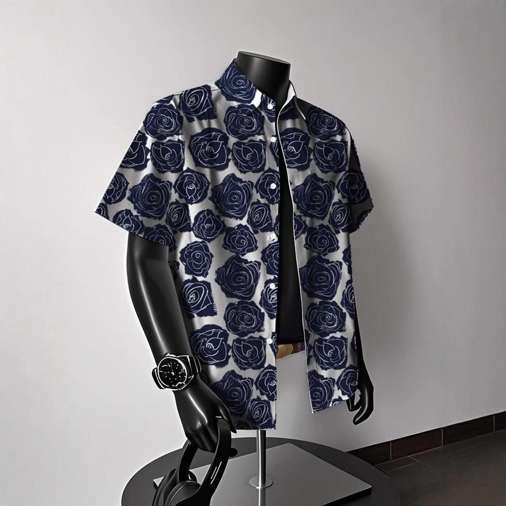 Heren Vintage Hong Kong-Stijl Hawaiiaans Bloemen Korte Mouw Shirt: Trendy Zomerstrandkleding voor Koppels