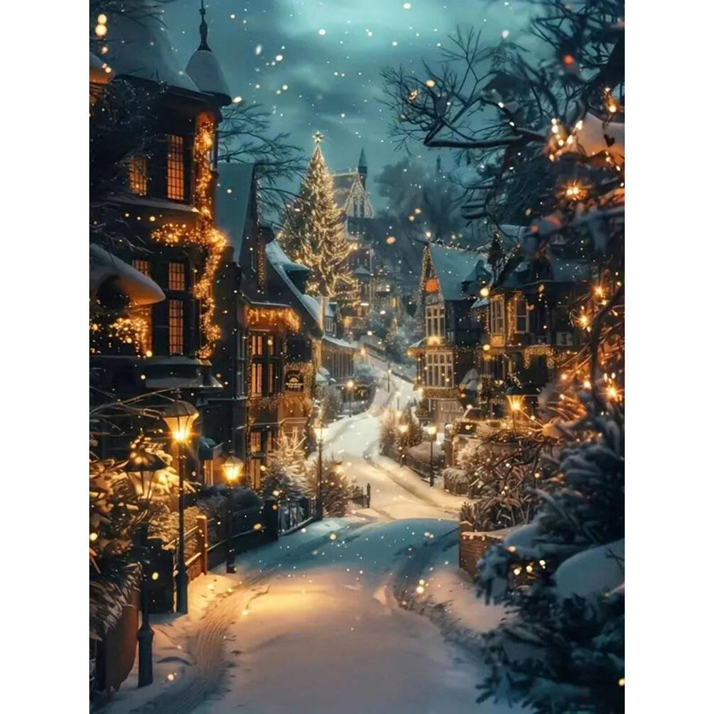 Diamond Painting House Embroidery Street Tree DIY Kit Mosaic Landscape Castle Suitable for Adults Beginners Home Decor