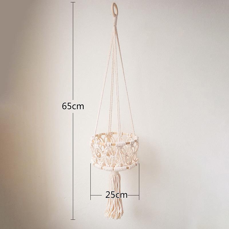 Hand-Woven Cotton Rope Mesh Basket for Kitchen, Fruit, Flowers, Vegetables, and Bohemian Décor.