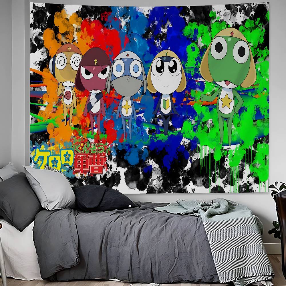 

Cartoon Funny Keroro Gunsou Frog Printed Large Wall Tapestry Hanging Tarot Hippie Wall Rugs Dorm Home Decor 74x94cm(29x37in)