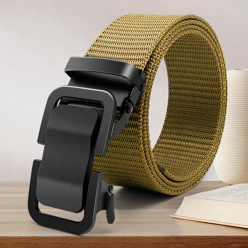 2024 Men's Trendy Canvas Belt with Automatic Buckle - Stylish All-Match Waist Accessory