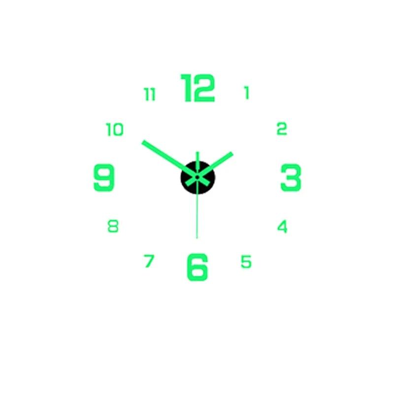 EW Kreative Einfache Leuchtende Digitale Uhr Europäischer Stil DIY Stille Wanduhr Arbeitszimmer Wohnzimmer Lochfreier Wandaufkleber Uhr