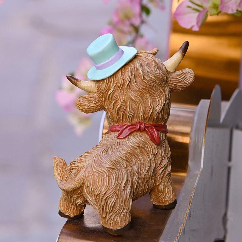 Cute Cow Statue Cartoon Miniatures Figurine Crafts Animal Sculpture  Cabinet