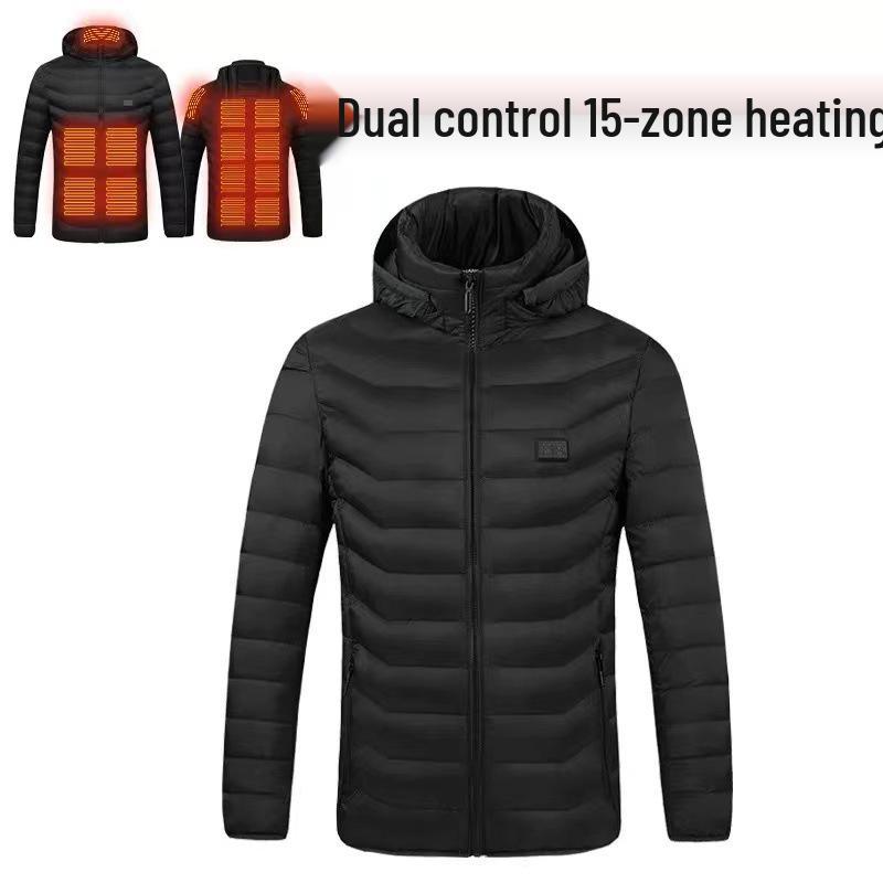 Men's Dual-Control USB Heated Cotton Coat with Nine-Zone Electric Heating