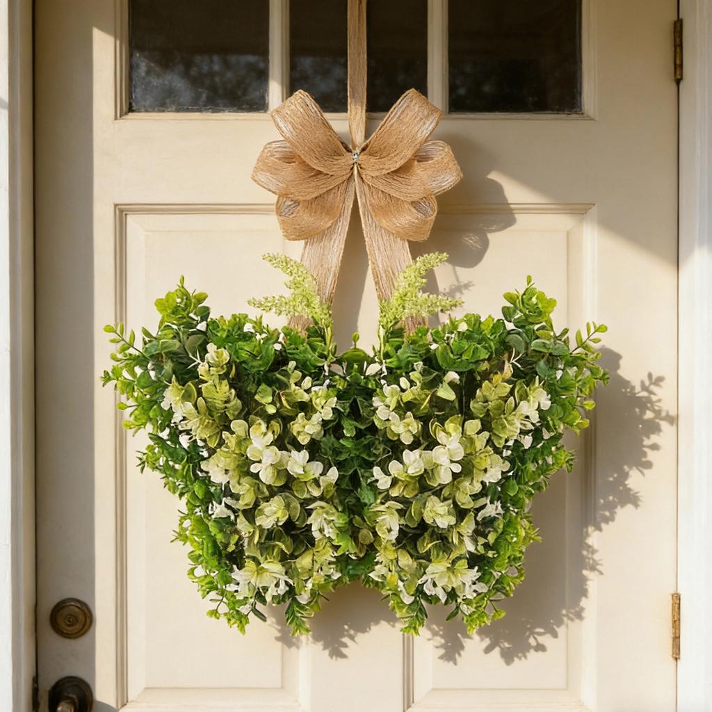 Christmas Ball Flocked Needle Wreath Ornament Creative Bow Red Berry Vine Wreath