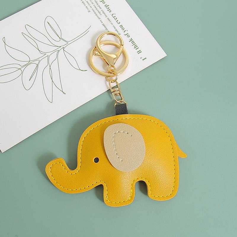 1Pcs Leather Animal Pendant Cartoon Elephant Keychain For Women Bag Charm Decoration Key Chain Holder Gift