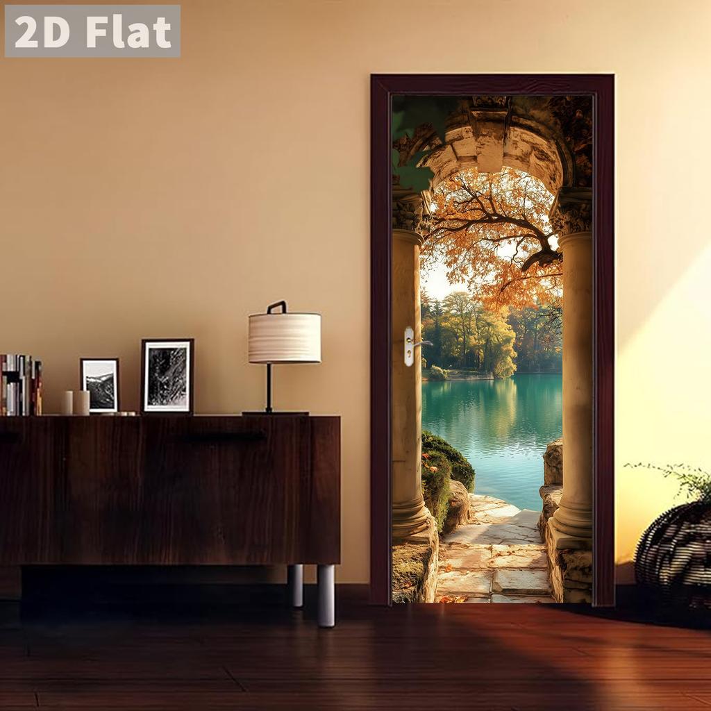 77/90cm Self-Adhesive Door Stickers Removable Wall Sticker Scenery Wallpaper Stone Stair Murals for Doors Modern Home Decor