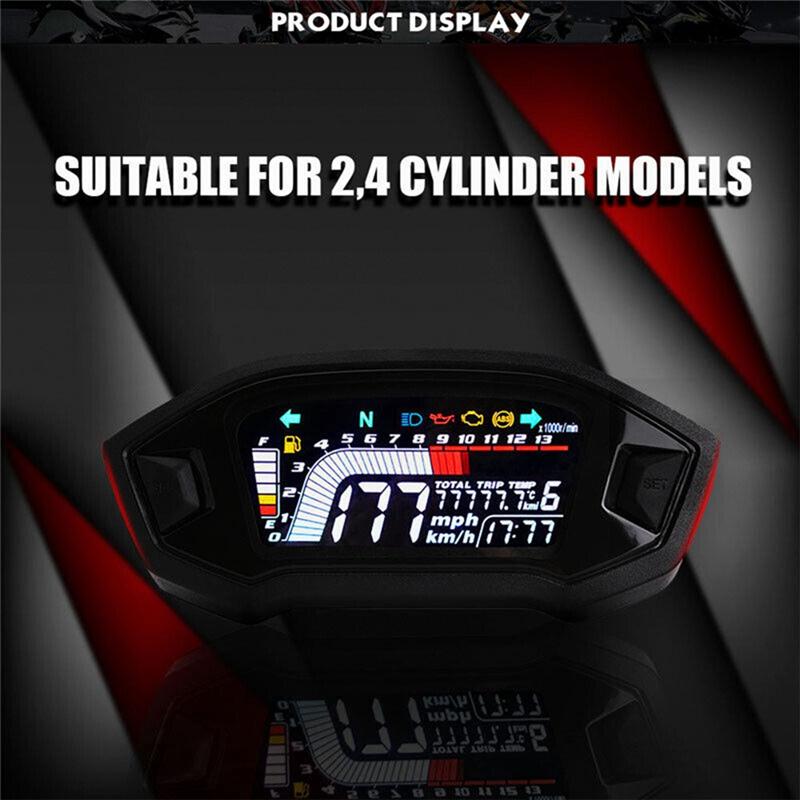 Motorcycle LCD Digital Odometer LED Speedometer Universal For 2, 4 Cylinder Model Motorcycle Parts чёрный