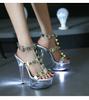 190 Series 13/15cm Heel 3/4.5cm Platform LED Luminous Night Club Show Shoes Fish Toe Clear Heels Women's Sandals  LFD