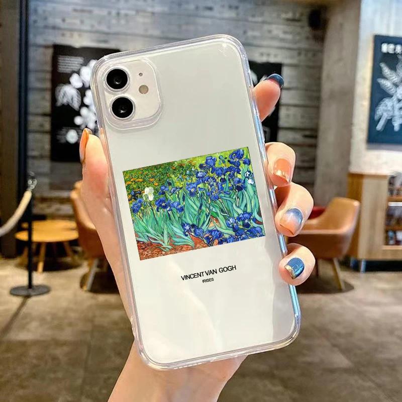 Retro Van Gogh Oil Painting Phone Case For iPhone 17 11 14 15 16Pro Max 12 Mini 13 7 16Plus 17E 16E Transparent Soft Cover Shell