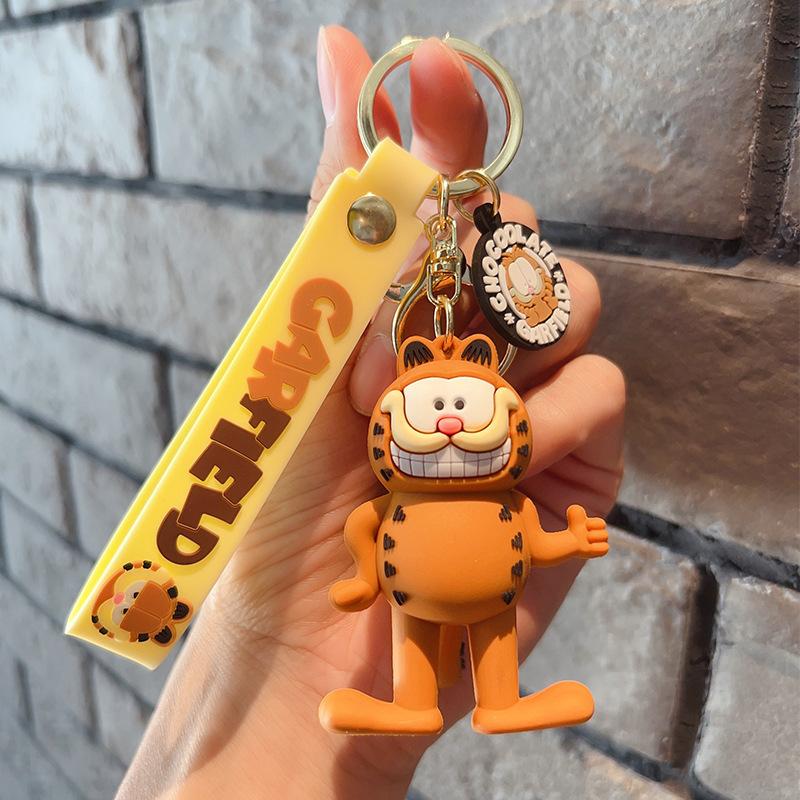 Cartoon Cuddly Garfield Cat Keychain Couple Keychain Backpack Car Key Ring Accessories Gift
