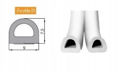 Gummidichtung für Fenster und Türen, D-Profil, weiß, 2 x 3 m