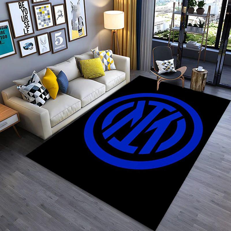 Tappeto con Stemma Inter Milan Stampa Artistica Adatto a Tutte le Stagioni Arte Moda Decorazione per Dormitorio