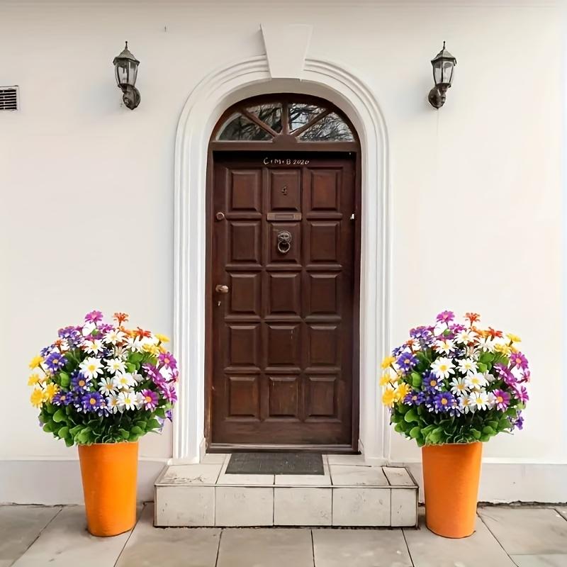 5 Bunches of Outdoor Artificial Flowers, Plastic Daisy Bouquet, UV-Resistant Artificial Flower Bush, Ideal for Home, Office, Wedding, Party Garden