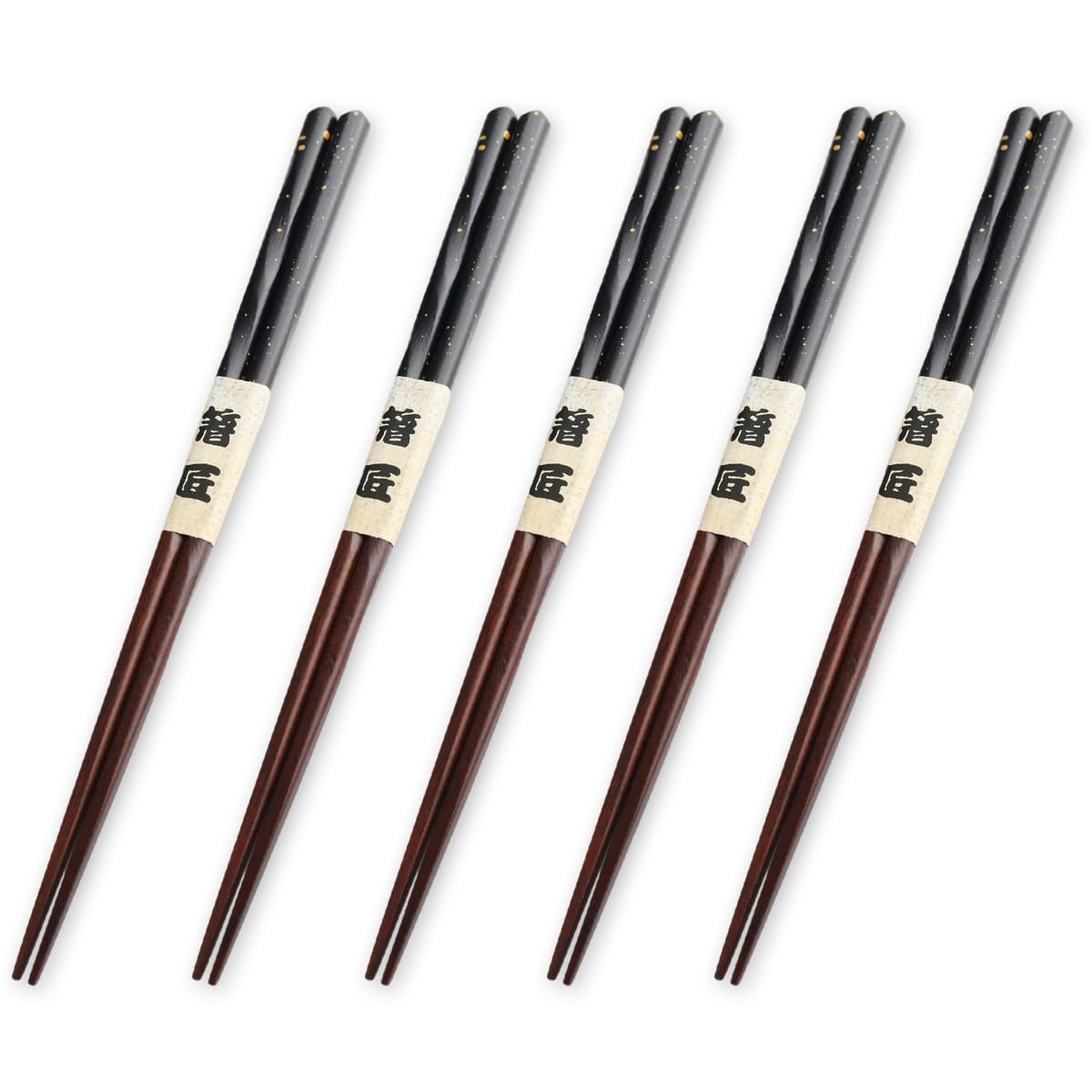 

Wooden Pointed Stardust Set of Current Model J-kitchens Chopsticks, Black, 5, 23cm,