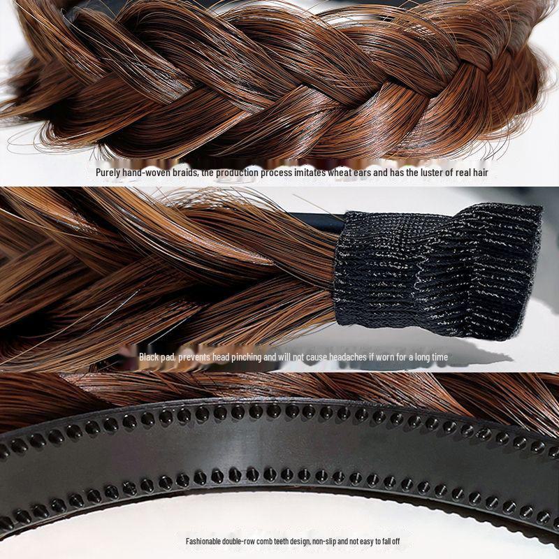 Diadema Trenzada de Espiga Antideslizante con Dientes - Lindo Accesorio para el Cabello Estilo Celebridad para Mujeres