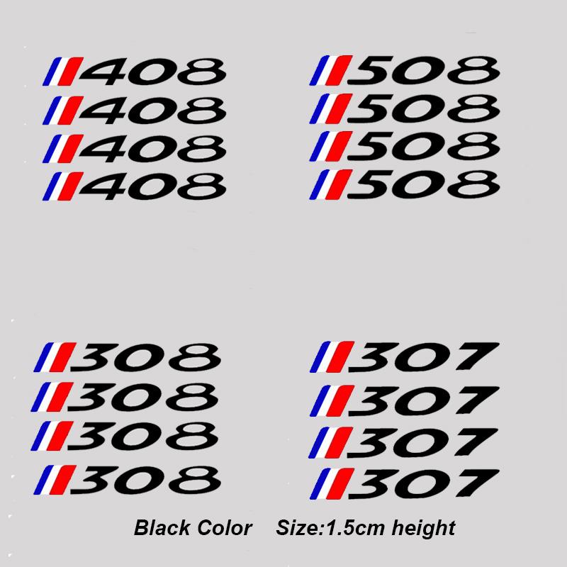 4Pcs Car Wheel Sticker For d444 3008 5008 2008 106 107 108 205 206 207 208 RCZ 306 307 308 508 406 407 408 4007 444d