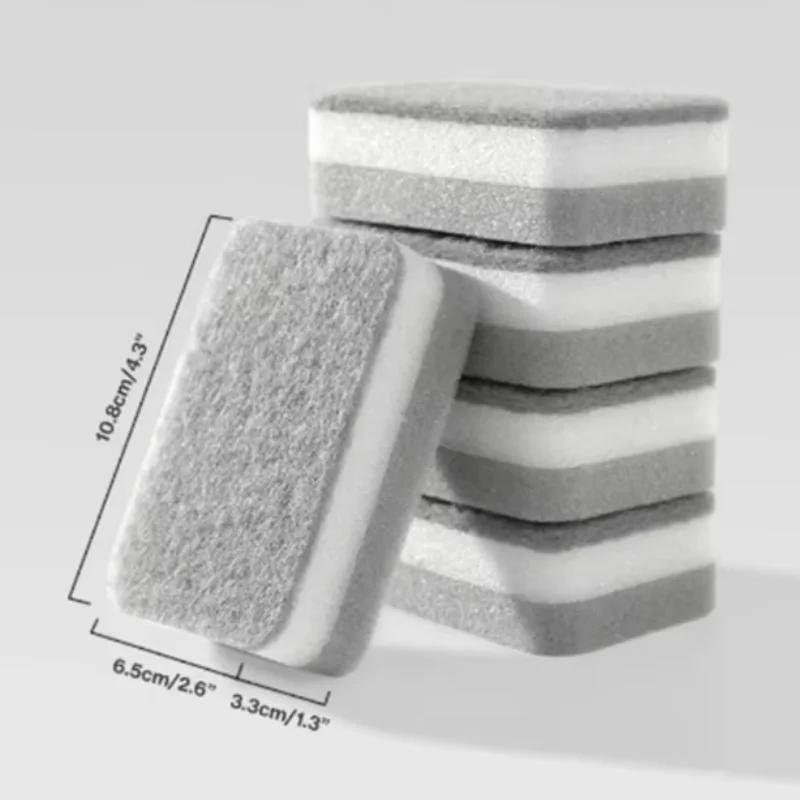 Gray Double-sided Cleaning Sponges Pan Pot Cleaning and Maintenance Washing Sponges Household Scouring Pad Kit Tools Brush