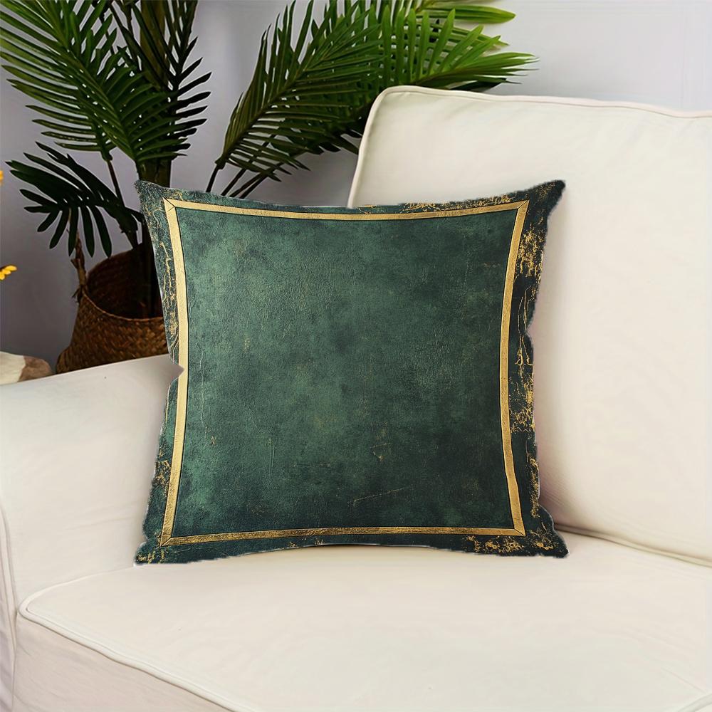 Vintage Grün und Gold Geometrischer Druck Muster Überwurf Kissenbezug Polyester Kissenbezug Heimdeko Kissenbezug mit Reißverschluss
