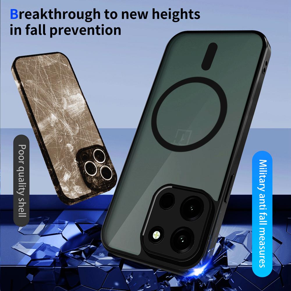 KEYSION Magnetic Phone Case for OnePlus Nord 6 Soft Silicone+PC Matte Translucent Black Shockproof Cover for OnePlus 1+ Nord 6