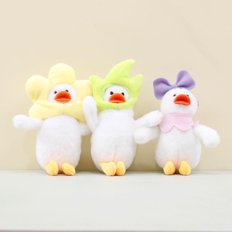 Adorable Shaking Sound Sunflower Duck Plush Keychain Soft Yellow Toy