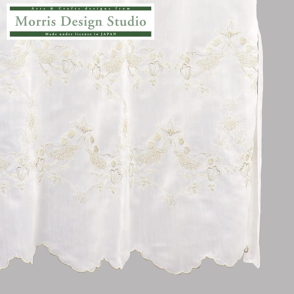 Morris Design Studio Style Strawberry Lace by Kawashima Selkon EW1702 Curtain, Thief, Beige, 150x150cm, Washable, Classic, Textiles,