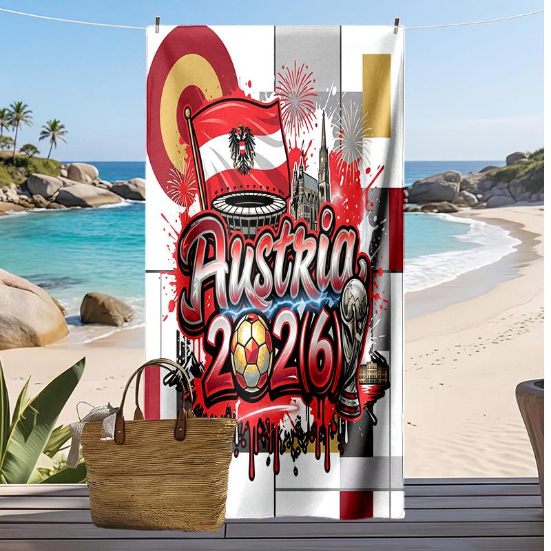 Österreich Fußball Druck Strandtuch Schnelltrocknend Super Saugfähig Weiches Badetuch zum Schwimmen Strand Reisen Fan Souvenir Geschenk
