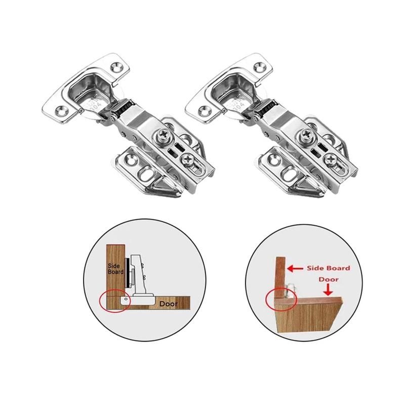 

2 шт. петли для дверей шкафа из нержавеющей стали, гидравлический амортизатор, мягкое закрытие, бесшумные скрытые петли для дверей шкафа с винтами