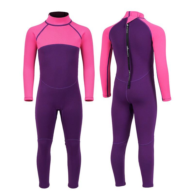 2mm Neoprene Kids Full Wetsuit Diving Swimming Surfing Warmth Protection Youth Size S To XXL Pink Purple
