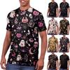 Halloween All Over Print T Shirt, Cute Pumpkin Graphic Tee for Women Men