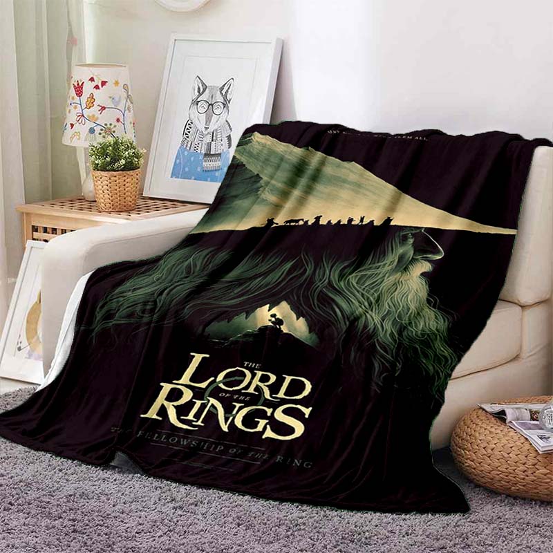 L-Lord of the Rings Movie Print Flannel Blanket Soft Warm Throw For Sofa Bedroom Home Decor Fantasy Film Fan Birthday Present