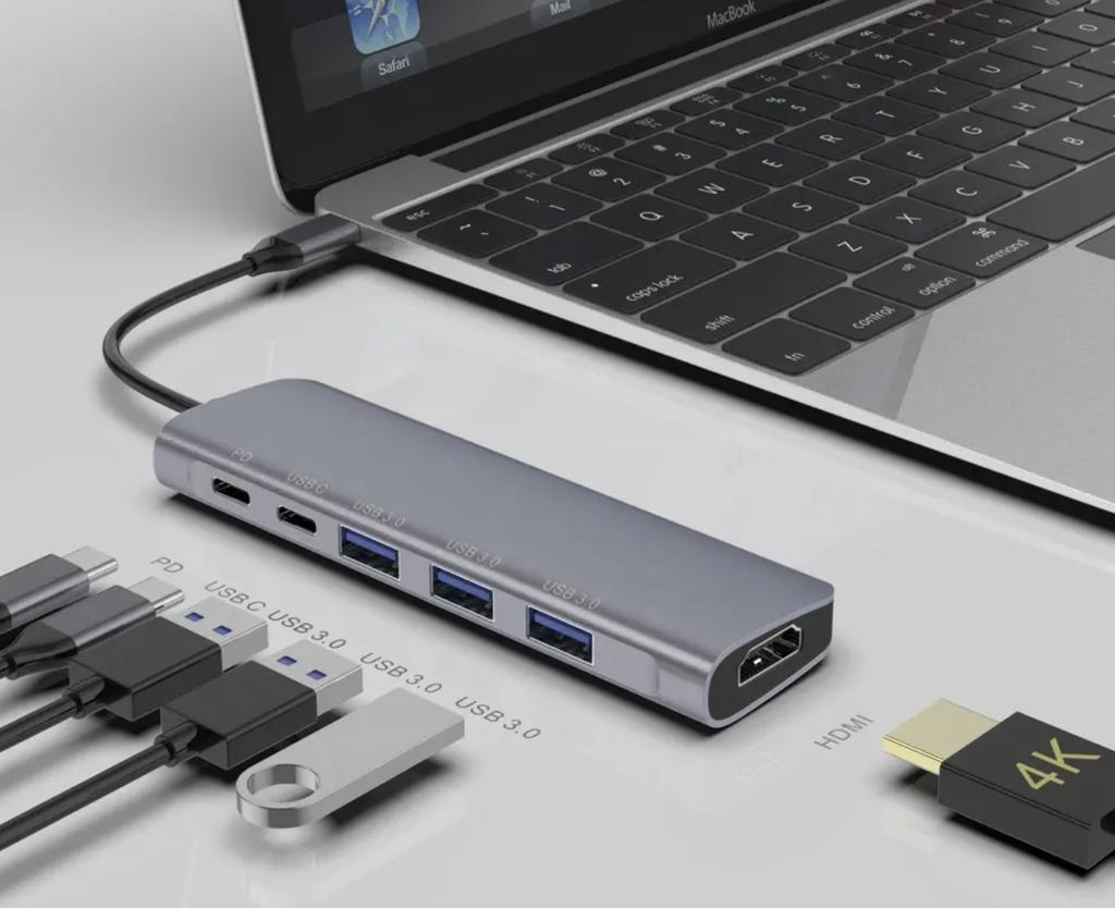 Docking Station HUB 6-in-1 USB-C HDMI 4K 3x USB 3.0 PD Power Delivery 100W