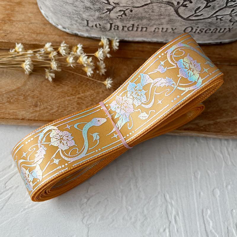 2.5cmx4.5m/Roll Packaging Ribbons Decorative Multiple Colors Brooch Badge Hot Stamping Pattern Headwear Hat Cartoon Gift Box