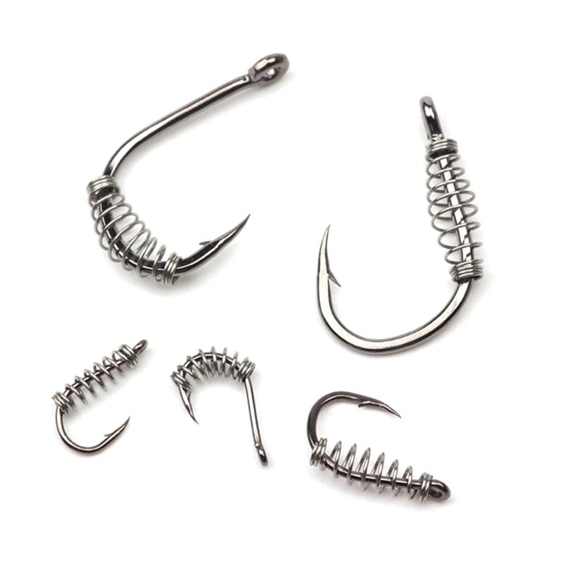 100Pcs/lot Spring Fishing Hook Barbed Swivels Hook Single Circle Fishhooks Fly Fishing Accessories Tackle
