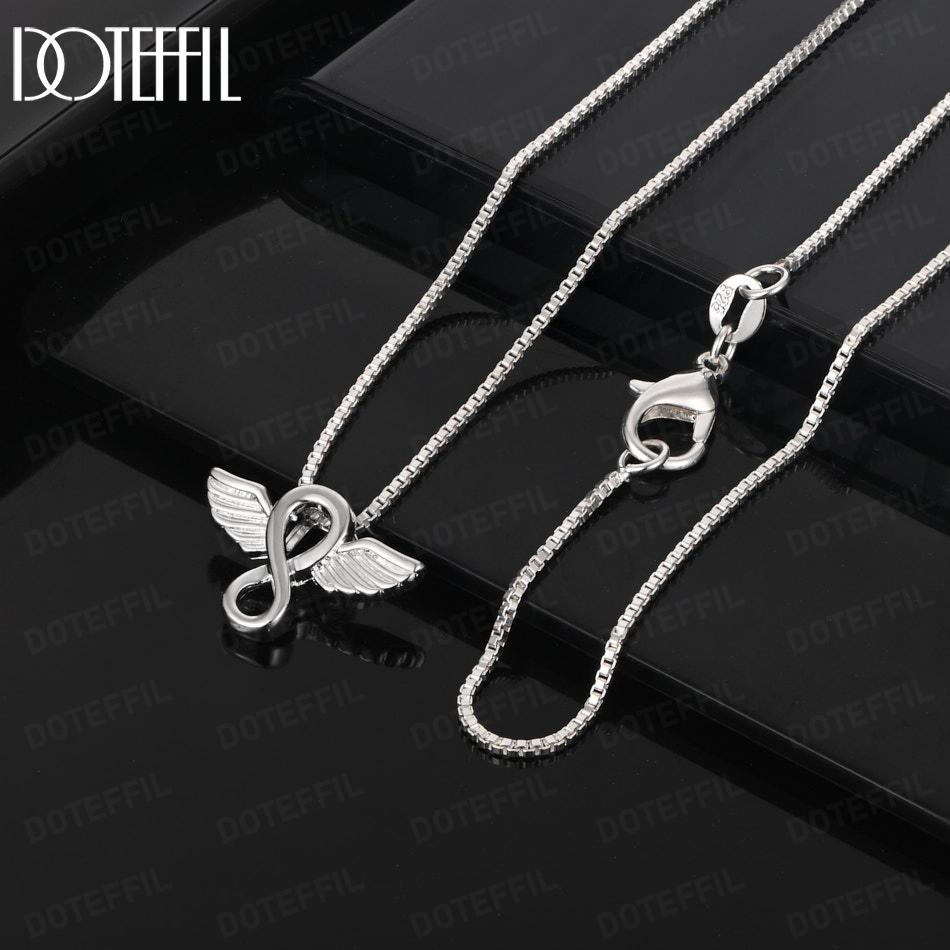 925 Sterling Silver Wing Pendant Necklace Fashion Jewelry