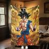 1PC Son Goku  Print Flannel Blanket, High Quality All Seasons, Home Decor, Warmth and Comfort, Perfect for Christmas Gifts